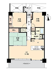 スカイハイツ今宿 3LDKの間取図画像