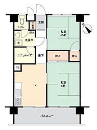 日明コータース 2Kの間取図画像