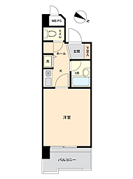 トーカン大江キャステール 1Kの間取図画像