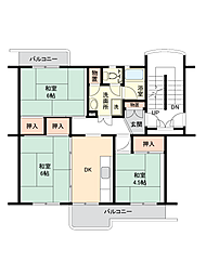 大久保東第四住宅80号棟 3DKの間取図画像