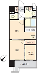 ピュアドーム・デュエル博多 1LDKの間取図画像