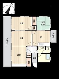 山中川マンションB 4DKの間取図画像