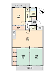 山内ヴィラージュ火の山 3LDKの間取図画像