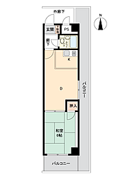 ホーユウパレス寝屋川 1DKの間取図画像