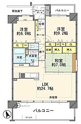 ポレスターステーションシティ城山 3LDKの間取図画像