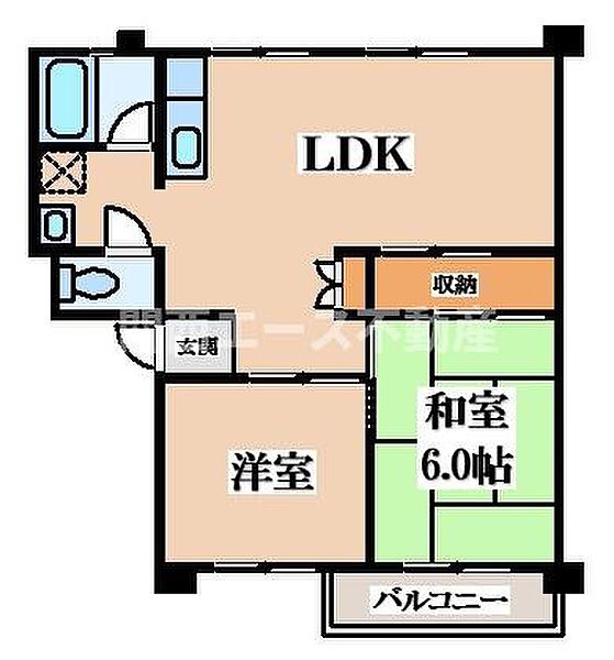 香里三井C団地 ｜大阪府寝屋川市三井が丘5丁目(賃貸マンション2LDK・4階・45.11㎡)の写真 その2