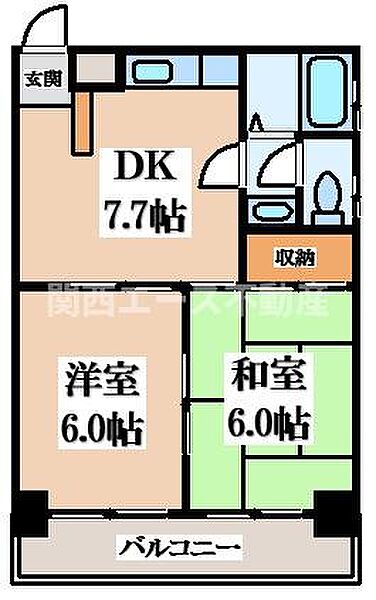 メゾン長田 ｜大阪府東大阪市長田中1丁目(賃貸マンション2DK・8階・40.50㎡)の写真 その2