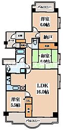 シャルマンコーポ枚岡公園Ａ棟 6階3LDKの間取り