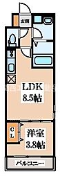 仮）東大阪市大蓮東1丁目AP A棟 3階1LDKの間取り