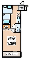 フジパレス俊徳道EAST 2階1Kの間取り