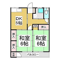 花仙荘 2DKの間取図画像