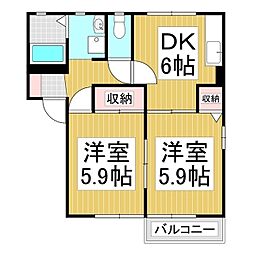 フォーレスフラワーC 2DKの間取図画像