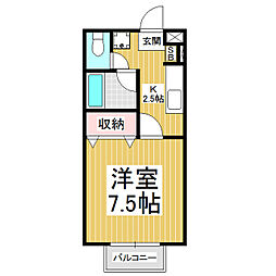 ヒルバレーヤマト 1Kの間取図画像