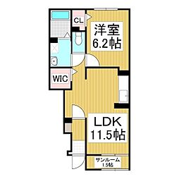 アルペン ディアハイツ 1LDKの間取図画像