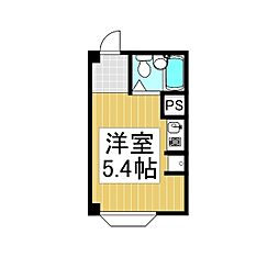 東急アゼリアガーデン ワンルームの間取図画像