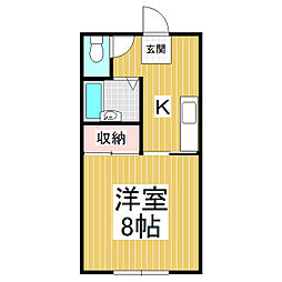 ハイツK 1Kの間取図画像