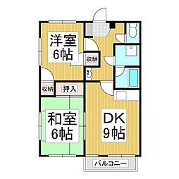 コーミーハイツ湖畔 2LDKの間取図画像