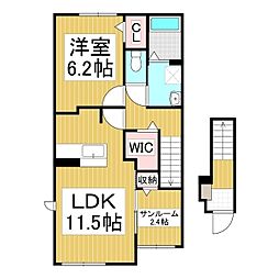 メルベーユK・C 1LDKの間取図画像