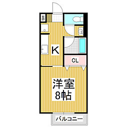 サンライズ 1Kの間取図画像