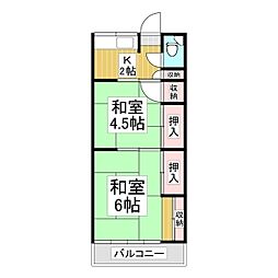 松栄荘 2Kの間取図画像