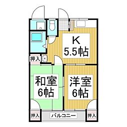 仲コーポ85 2DKの間取図画像