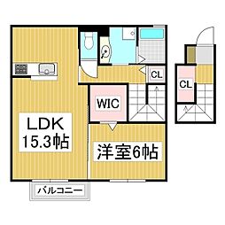 プラシード 1LDKの間取図画像
