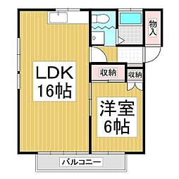 コーポK 1LDKの間取図画像