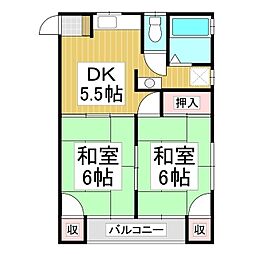 仲コーポU 2Kの間取図画像