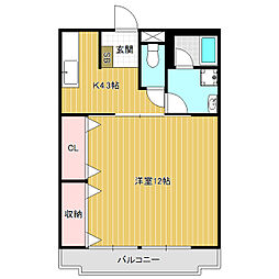 ホープマンション恵 1Kの間取図画像