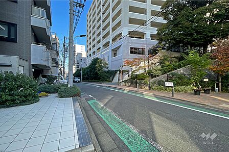 敷地北西側の前面道路(南西側から)