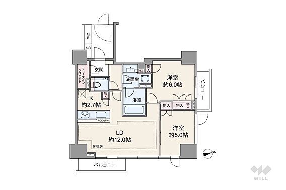 間取りは専有面...