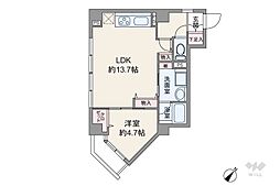 サン麻布十番 1DKの間取図画像