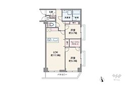東武ハイライン第2芝虎ノ門 2LDKの間取図画像