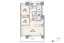 ベイクレストタワー 2LDKの間取図画像