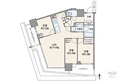 リビオタワー品川 3LDKの間取図画像