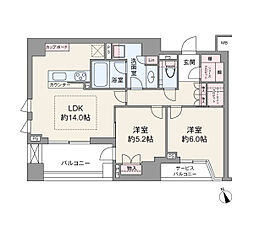 パークナード代官山 2LDKの間取図画像