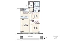 グレンパーク駒場WEST 2LDKの間取図画像