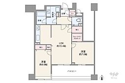 グレンパーク駒場WEST 2LDKの間取図画像