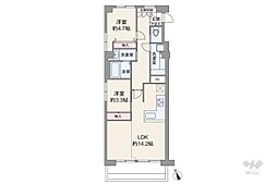 白金武蔵野コーポラス 2LDKの間取図画像
