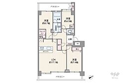 ヒルズ大森 3LDKの間取図画像