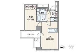 スカイグランデ汐留 1LDKの間取図画像