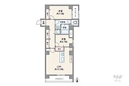 戸越公園マンション 2LDKの間取図画像