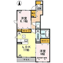 アンプティシャトン 2LDKの間取図画像