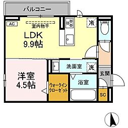 FIELDEN 1LDKの間取図画像