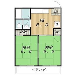コーポ大島 2DKの間取図画像