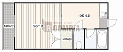 辻マンション 1DKの間取図画像