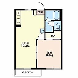 シャトーラトゥールD 1LDKの間取図画像