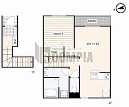 リーブルファイン中鶉II 1LDKの間取図画像