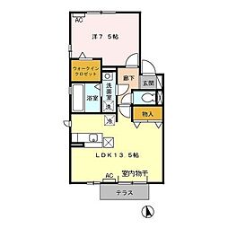リビングタウン下奈良 1LDKの間取図画像