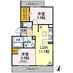 Ks'B 2LDKの間取図画像